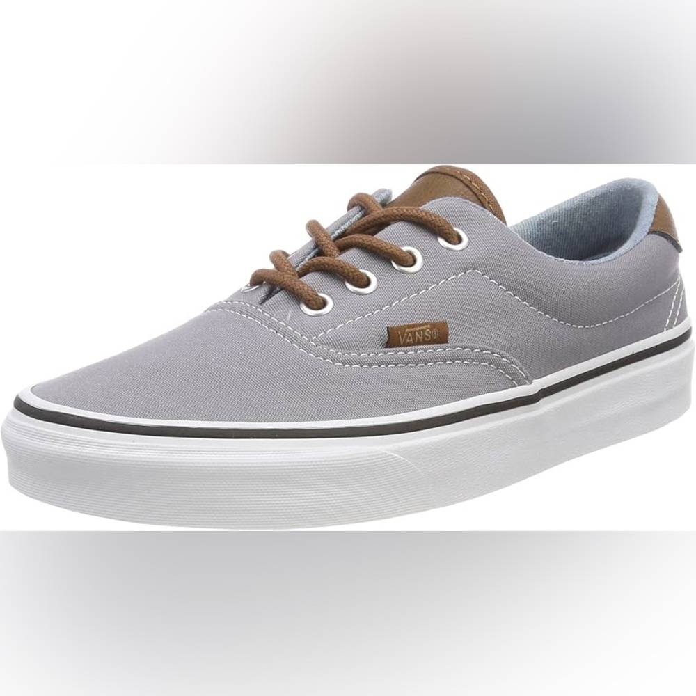 Vans Women's 8/Mens 6.5 Gray Low-Top Canvas Sneakers with Brown Accents